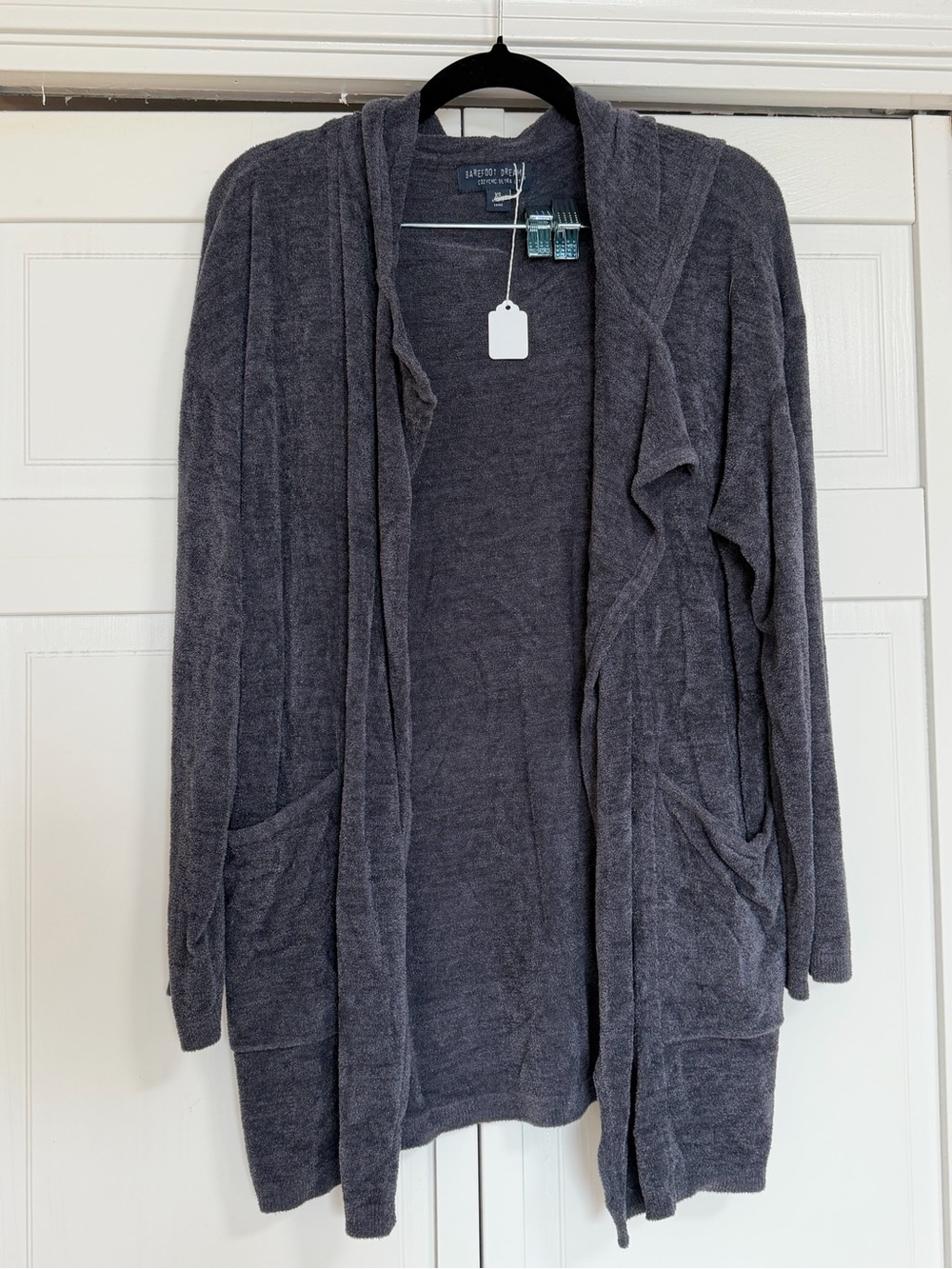 Barefoot Dreams Charcoal Open-Front Hooded Cardigan